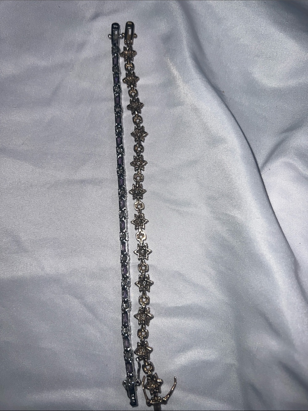 Silver-Tone Crystal Flower Tennis Bracelet - Sparkling Clear Stones
